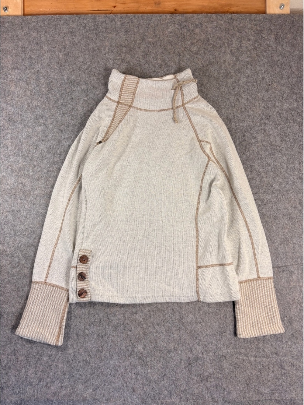 Prana Knit Mock Neck Sweater with Button Detail Size Small